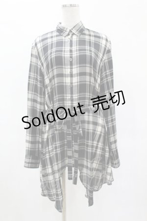 画像: GADGET GROW / チェックロングシャツ  黒 H-25-05-27-1046-GO-BL-KB-ZH