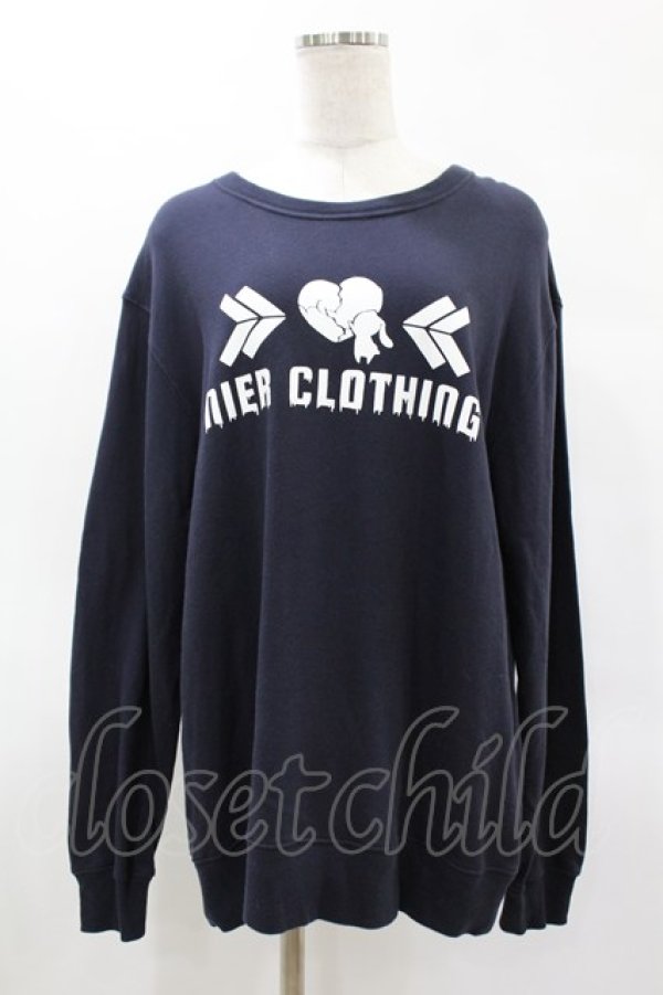 画像1: NieR Clothing / プリントLONG CUTSEW  ネイビー H-25-05-27-1049-PU-TO-KB-ZH (1)
