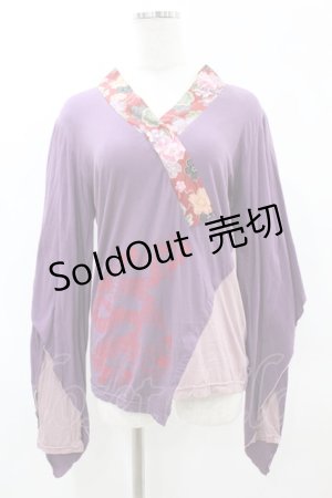 画像: gouk / 着物衿カットソー  紫 H-25-05-27-1053-GO-TO-KB-ZH
