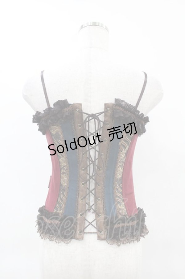 画像2: Ozz oneste / 異素材切替オーバーバストコルセットビスチェ  ブルー×レッド×ブラウン H-25-05-27-1001-OO-TO-KB-ZH (2)