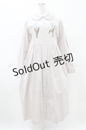 画像: merry jenny / 二輪のtulipシャツワンピース  グレー H-25-05-27-1027-LO-OP-KB-ZH