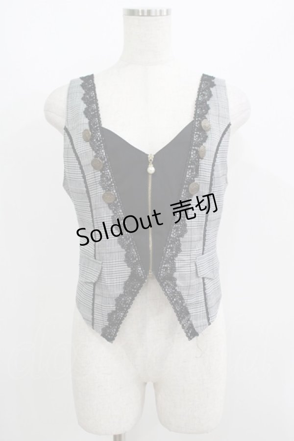 画像1: axes femme POETIQUE / フロントジップショートベスト M ブラック H-25-05-27-050-AX-TO-NS-ZH (1)