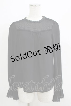 画像: Secret Honey / ドットチュール切替ブラウス Free ブラック H-25-05-27-052-CA-BL-NS-ZH