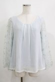 画像1: axes femme / 袖チュール刺繍シフォントップス M サックス H-25-05-27-053-AX-TO-NS-ZH (1)