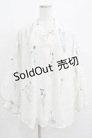 画像: Miss Egg（海外ロリータブランド） / 庭園の花の刺繍ヴィクトリアンブラウス M オフ H-25-05-27-055-GO-BL-NS-ZH
