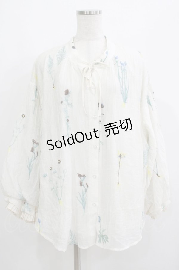 画像1: Miss Egg（海外ロリータブランド） / 庭園の花の刺繍ヴィクトリアンブラウス M オフ H-25-05-27-055-GO-BL-NS-ZH (1)