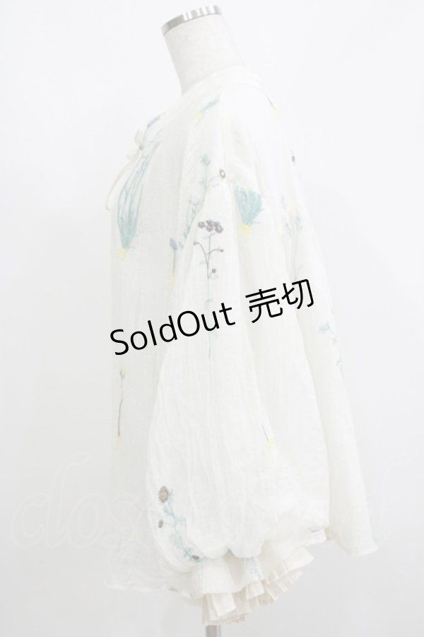 画像2: Miss Egg（海外ロリータブランド） / 庭園の花の刺繍ヴィクトリアンブラウス M オフ H-25-05-27-055-GO-BL-NS-ZH (2)