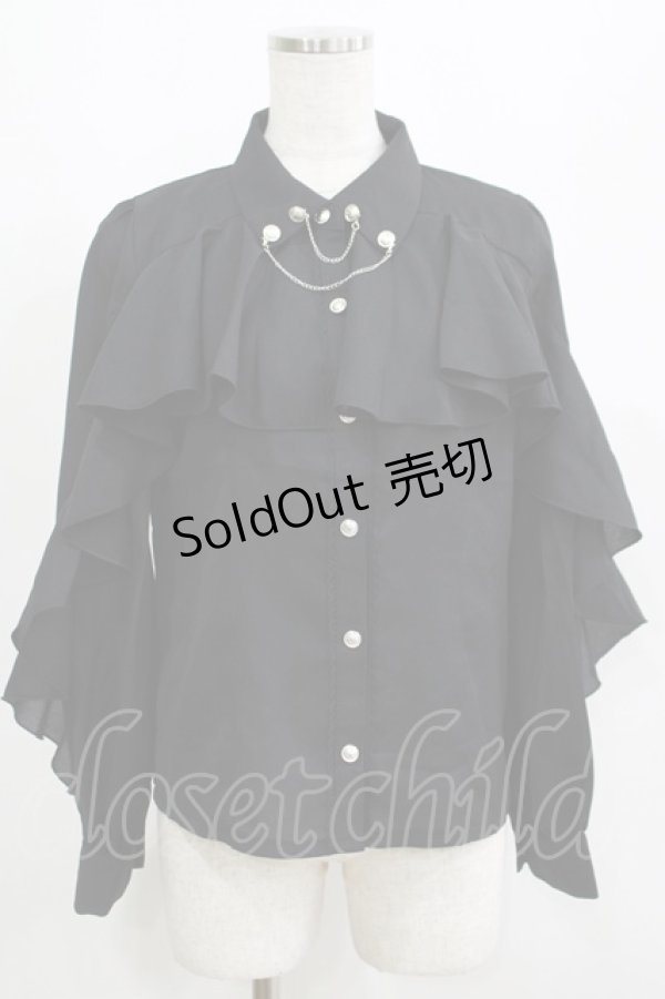 画像1: axes femme POETIQUE / ダークロマンスフリルブラウス M ブラック H-25-05-27-056-AX-BL-NS-ZH (1)