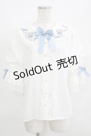 画像: Amavel / Bonbon Ribbon Chaton ブラウス Free オフ/サックス H-25-05-27-057-CA-BL-NS-ZH