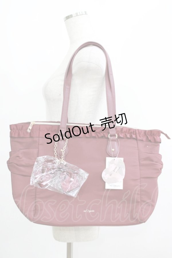 画像1: m petit by misako / フリルリボントートバッグ  ボルドー H-25-05-27-067-LO-BG-NS-ZH (1)