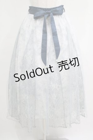 画像: axes femme / 線画花柄レイヤードスカート M サックス H-25-05-28-023-AX-SK-NS-ZH