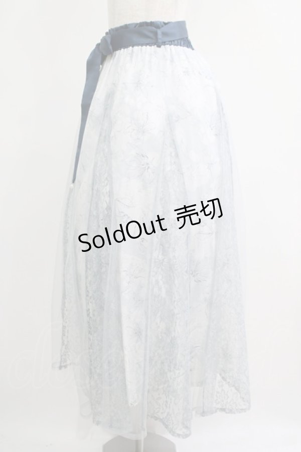 画像2: axes femme / 線画花柄レイヤードスカート M サックス H-25-05-28-023-AX-SK-NS-ZH (2)