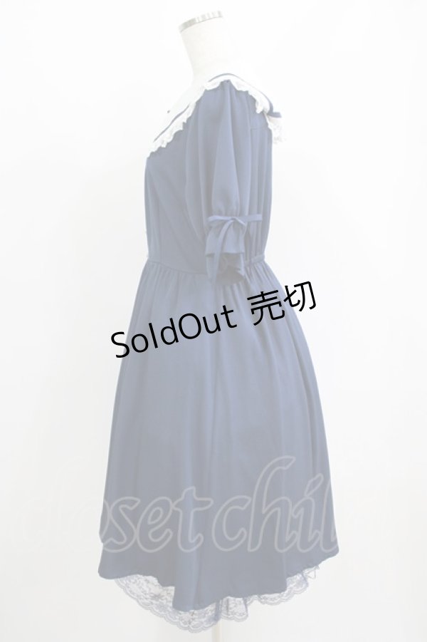 画像2: axes femme POETIQUE / フリルセーラーカラーワンピース M ネイビー H-25-05-28-025-AX-OP-NS-ZH (2)