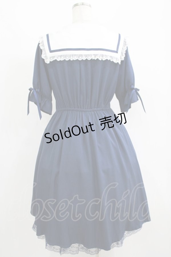 画像3: axes femme POETIQUE / フリルセーラーカラーワンピース M ネイビー H-25-05-28-025-AX-OP-NS-ZH (3)
