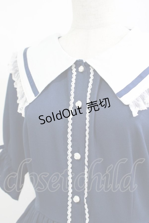 画像4: axes femme POETIQUE / フリルセーラーカラーワンピース M ネイビー H-25-05-28-025-AX-OP-NS-ZH (4)