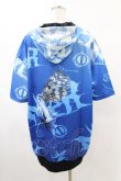 画像2: NieR Clothing / 総柄ZIP半袖パーカー  青 H-25-05-28-1049-PU-TO-KB-ZH (2)