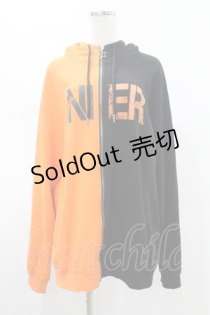 画像: NieR Clothing / TWO-TONE ZIP PARKA  黒×オレンジ H-25-05-28-1050-PU-TO-KB-ZH