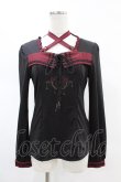 画像1: Ozz oneste / 薔薇プリントホルターカットソー  黒×赤 H-25-05-28-1009-OO-TO-KB-ZH (1)