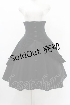 画像: LAPIN AGILL / 別珍切替バッスルフリルコルセットスカート  黒×黒 H-25-05-28-1017-EL-SK-KB-ZH