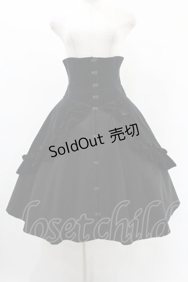 画像1: LAPIN AGILL / 別珍切替バッスルフリルコルセットスカート  黒×黒 H-25-05-28-1017-EL-SK-KB-ZH (1)
