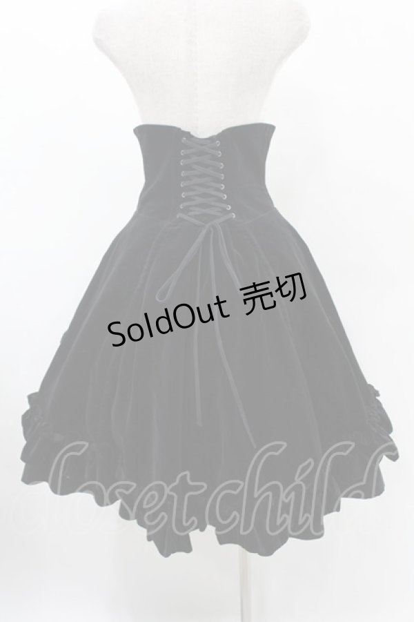 画像2: LAPIN AGILL / 別珍切替バッスルフリルコルセットスカート  黒×黒 H-25-05-28-1017-EL-SK-KB-ZH (2)