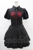 画像1: DARK IN LOVE / Gothic rope red heart buttonワンピース S ブラック H-25-05-28-1022-PU-OP-KB-ZH (1)