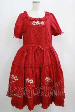 画像: NyaNya（海外ロリータブランド） / Strawberry Flowers on thr Hill ワンピース XXL レッド H-25-05-28-004-LO-OP-NS-ZH