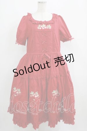 画像: NyaNya（海外ロリータブランド） / Strawberry Flowers on thr Hill ワンピース XXL レッド H-25-05-28-004-LO-OP-NS-ZH