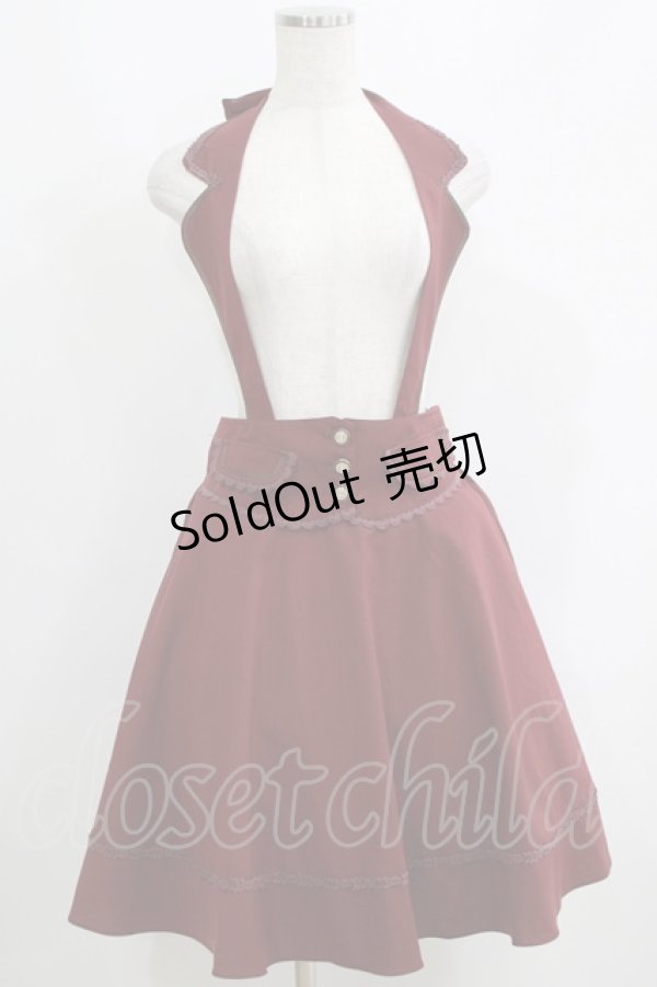 画像1: axes femme / シフォンリボン衿付きスカート M ボルドー H-25-05-28-045-AX-SK-NS-ZH (1)