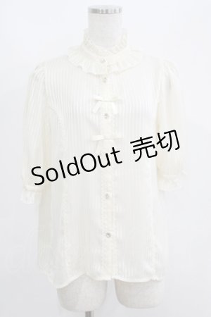 画像: axes femme kawaii / ストライプシアー半袖ブラウス M アイボリー H-25-05-28-048-AX-BL-NS-ZH