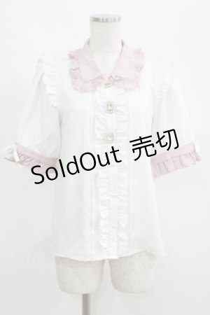 画像: DearMyLove / 3連ビジューレースフリルブラウス M オフ/ピンク H-25-05-28-058-EL-BL-NS-ZH