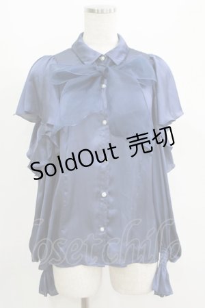 画像: axes femme POETIQUE / ボウタイ付オフショルブラウス M ブルー H-25-05-28-059-AX-BL-NS-ZH