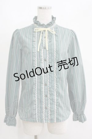 画像: axes femme / レジメンタルストライプリボンブラウス M グリーン H-25-05-28-061-AX-BL-NS-ZH