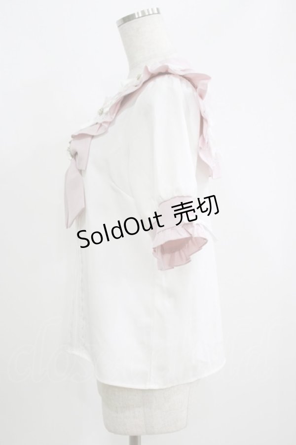 画像2: Dear My Love / ハートリボンたっぷりフリルセーラーブラウス M オフ/ピンク H-25-05-28-063-EL-BL-NS-ZH (2)