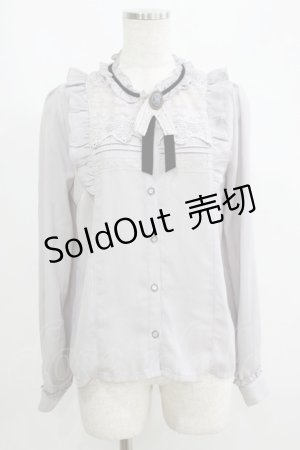 画像: axes femme / ブローチ付きヴィンテージブラウス M グレー H-25-05-28-064-AX-BL-NS-ZH