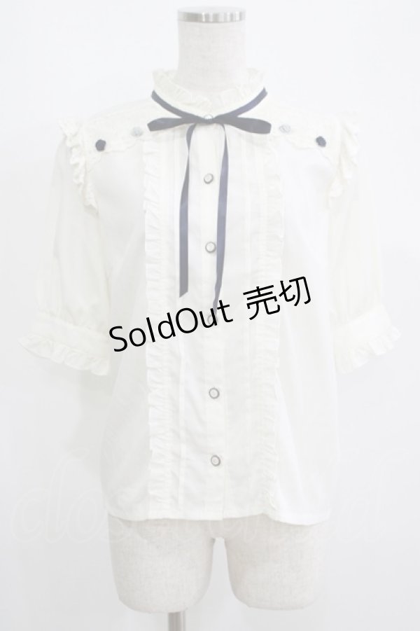 画像1: axes femme POETIQUE / プチローズブラウス M オフ/ネイビー H-25-05-28-066-AX-BL-NS-ZH (1)