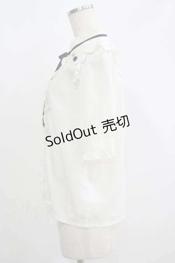画像2: axes femme POETIQUE / プチローズブラウス M オフ/ネイビー H-25-05-28-066-AX-BL-NS-ZH (2)