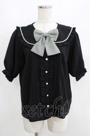 画像: Amavel / Girly Checkフリルブラウス Free ブラック H-25-05-28-068-CA-BL-NS-ZH