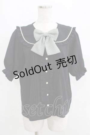 画像: Amavel / Girly Checkフリルブラウス Free ブラック H-25-05-28-068-CA-BL-NS-ZH