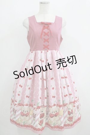 画像: axes femme kawaii / クマパフェ柄切替ジャンスカ M ピンク H-25-05-28-008-AX-OP-NS-ZH