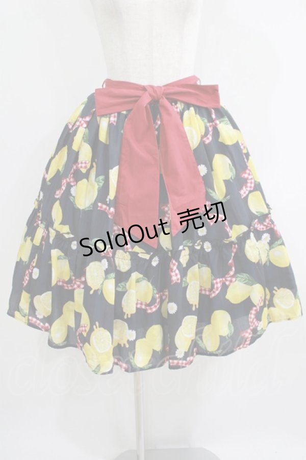 画像1: axes femme kawaii / ストライプレモン柄スカート M ネイビー H-25-05-29-024-AX-SK-NS-ZH (1)