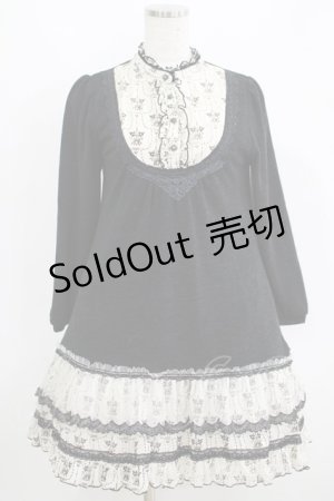 画像: axes femme / シフォン切替ニットワンピース M ブラック H-25-05-29-032-AX-OP-NS-ZH