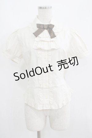 画像: Innocent World / ドビーストライプフリルタイ付きブラウス M アイボリー H-25-05-29-048-IW-BL-NS-ZH