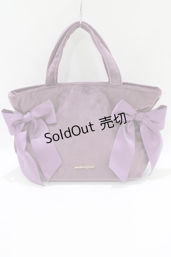 画像1: Maison de FLEUR / ベロアサイドリボントートバッグ  パープル H-25-05-29-066-LO-BG-NS-ZH (1)
