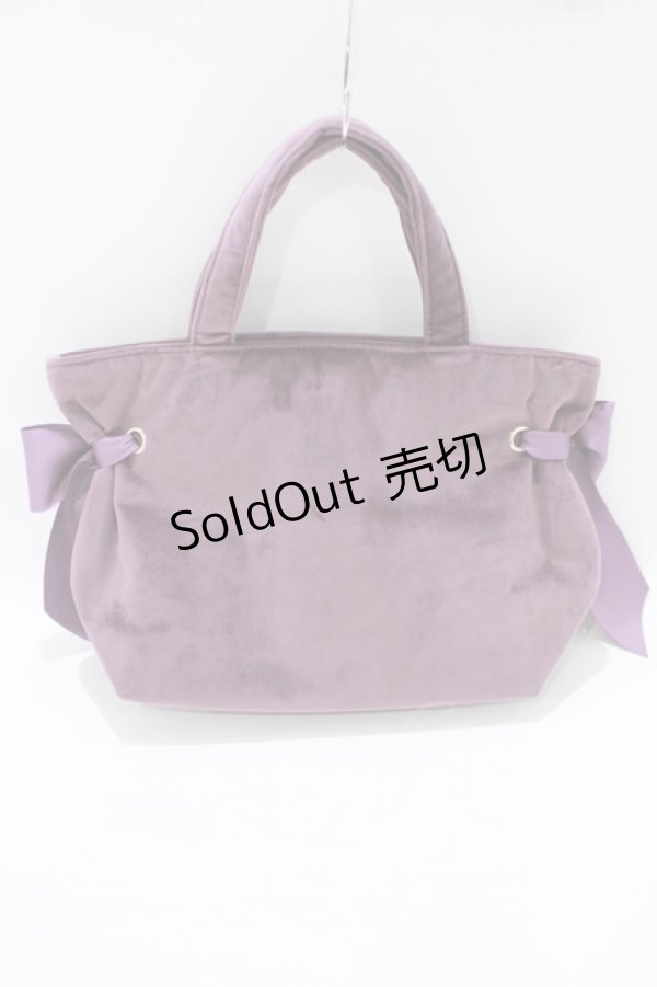 画像2: Maison de FLEUR / ベロアサイドリボントートバッグ  パープル H-25-05-29-066-LO-BG-NS-ZH (2)