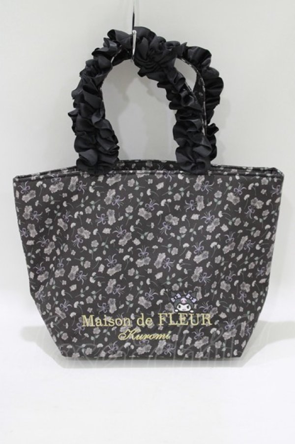 画像1: Maison de FLEUR / クロミ フリルハンドルトートバッグ  ブラック H-25-05-29-069-LO-BG-NS-ZH (1)