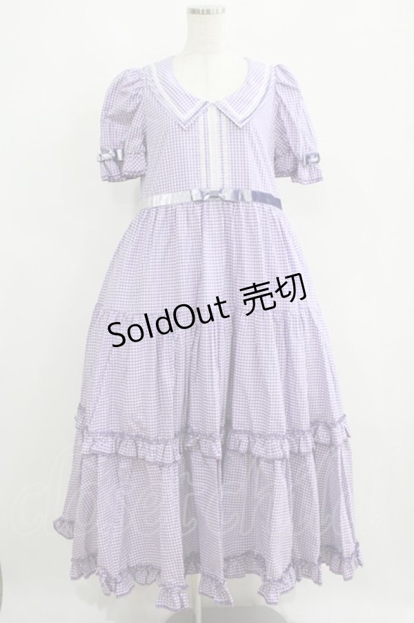 画像1: Maria pipi / セーラーカラーチェックレースドレス Free ラベンダー H-25-05-29-011-EL-OP-NS-ZH (1)