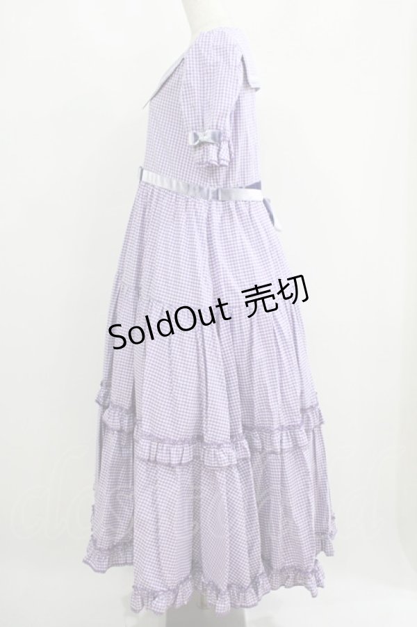 画像2: Maria pipi / セーラーカラーチェックレースドレス Free ラベンダー H-25-05-29-011-EL-OP-NS-ZH (2)