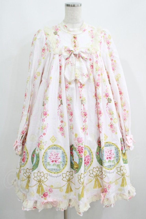 画像1: metamorphose / 花鹿の万華鏡 Aラインワンピース サイズ1 薄桜 H-25-05-29-016-ME-OP-NS-ZH (1)