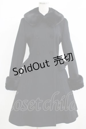 画像: Moi-meme-Moitie / ファー付きバッスルコート 9号 黒 H-25-06-01-001-MO-CO-KB-ZT-C041